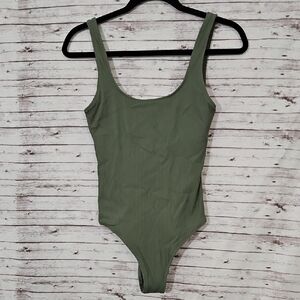 Aerie Green Ribbed One Piece Swim Suit